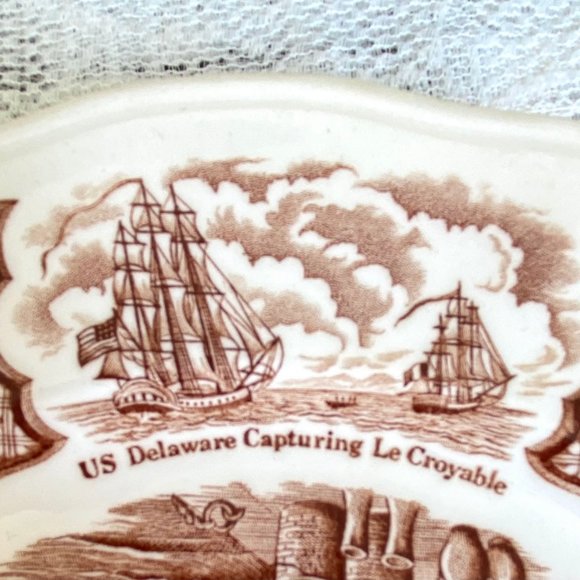 MEAKIN, ALFRED Fair Winds Brown 9" Luncheon/Dinner Plate - Set of 4, Brown Ships - Picture 4 of 7